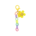Simpatico portachiavi girasole e orsetto con catena in plastica colorata e gancio - Giallo