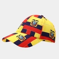 Close-up detail of Ecuador flag colors and national emblem print on kids baseball cap - Ecuador Patchwork Print Style (22#)