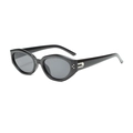 Retro cat-eye sunglasses with black frames and silver metal details for a modern look - Black Frame Grey Lens