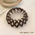 Brown velvet bird nest hair clip for bun and ponytail, size 11cm matte finish - Matte Dark Coffee