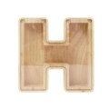 Creative wooden letter H shaped piggy bank with clear acrylic panel and metal screws - Letter H