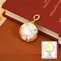 Vintage style Libra zodiac pendant with white pearl and blue stones on red book - Libra Style