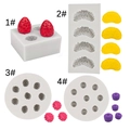Silicone fruit molds set for strawberry, orange, raspberry and blueberry DIY cake decor - 4-Piece Set - Gray