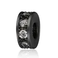 Close-up of black plated spacer bead with a row of sparkling micro-pave cubic zirconia - Gun Black / White Zirconia