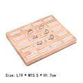 Rectangular wooden ring display tray with cream velvet slots measuring 19x15.5x1.7cm - 20 Slots Ring Tray Beige Velvet