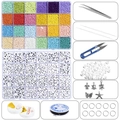 24-grid DIY jewelry kit with colorful seed beads, letter beads, and metallic charms - Box 14 (48 Grids 3mm Beads Comprehensive Kit)