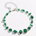 Silver fashion bracelet with diverse green zircon crystals and lobster clasp - Mixed Geometric Style (Model 3) / White Gold