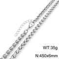 Collier chaîne torsadée en acier inoxydable argenté 6mm avec fermoir mousqueton - Argent-450x6mm(KN298021-Z)