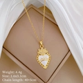 Close-up of golden crown heart pendant with white inlay and sparkling crystals - Stainless Steel Chain Copper Micro-Inlaid Pendant (A320)