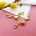 Golden heart-shaped magnetic clasp connectors with lobster hooks for DIY jewelry making - Gold Heart Magnetic Clasp / 9x39mm