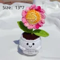 Handmade crochet potted flower with smiling face pot and positive message card - Positive Potted-White Pot Daisy Pink