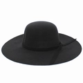 Elegant black wide brim wool felt dome hat with ribbon accent for a classic winter style - One Size(58cm) / Black