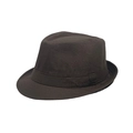 Détail d'un chapeau Fedora marron foncé montrant le tissu texturé et les coutures - M (56-58cm) / Café