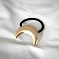 Minimalist golden crescent moon metal hair tie with high elasticity black elastic band - Gold Crescent