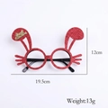 Red glitter Christmas glasses with bunny ears and golden Merry Christmas text detail - Red Rabbit Ears