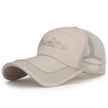 Beige breathable mesh baseball cap with Sport 1960 embroidery and extended sun visor - Camel
