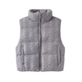 Chic grey cable knit sweater vest with a stand collar and front zipper closure - XS / Gray