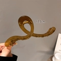 13.5cm Large amber brown spiral hair claw clip for thick hair in translucent resin - Lines Brown-13cm
