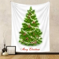 Dettaglio dell'arazzo natalizio con albero di Natale appeso su una parete beige - 73X95 CM (Esportazione Spazzolato) / Albero di Auguri Festivi (SDS220705)
