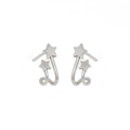 S925 silver needle double-layer star stud earrings in minimalist polished silver finish - Silver Double Stars