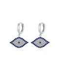 S925 sterling silver evil eye drop earrings with blue cubic zirconia in silver finish - Rhombus Dangle Style (RHE1970)