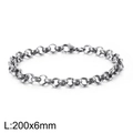 Pulsera de cadena rolo de acero inoxidable con colgante de corazón, 200x6 mm - Pulsera Color Acero (KB126600-Z)