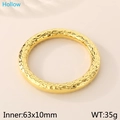 Hollow 18k gold plated stainless steel bangle with hammered texture finish for women - 63x10mm (Hollow) / Gold