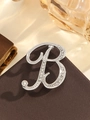 Elegant silver letter B brooch with sparkling rhinestones for suits and accessories - Silver Letter B