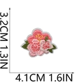 Macro detail of cherry blossom embroidery patch with dimensions 3.2cm by 4.1cm - No.14 (Double Pink Sakura)