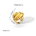 Golden ripple texture stainless steel ring with abstract wavy design and open band - Gold Ripple Open Ring (YYR023181-G) / Gold