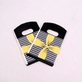 Mini plastic gift bag with yellow flower and houndstooth pattern with cutout handle - No. 64 (Houndstooth Flower)