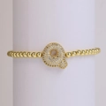Golden 18k balloon bubble letter Q zircon beaded elastic bracelet for women - Letter Q
