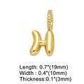 Macro detail of gold letter H pendant with rhinestones and precise dimension markings - Gold - Letter H