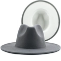 Two-tone wool fedora hat featuring a dark grey exterior and contrast white underbrim - Light Grey with White Inner