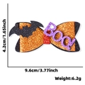 Lazo para el pelo de Halloween con lentejuelas naranjas, murciélago negro y letras Boo - Pinza para el Pelo con Lazo de Murciélago BOO