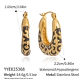 Detail view of leopard print gold earrings with dimensions and material specifications - Classic Hoop Style (YYE025368)