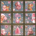 Pink 3D cartoon Christmas window clings set featuring Santa Claus and gingerbread man - Set of 9 BQ609 to BQ617