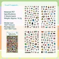 Set di quattro fogli di adesivi in PET impermeabili a tema frammenti di viaggio e arte - Frammenti di Viaggio