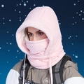 Pink winter hood mask with fleece lining and drawstring for windproof outdoor protection - Pink (Adult)