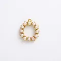 Golden titanium steel pendant with white and pink pearls and closed loop for DIY jewelry - Letter O - Pink