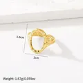 Adjustable hollow oval ring in gold finish with hammered texture and dimensions shown - 58-Hammered Oval / Gold