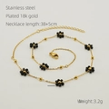 Golden stainless steel necklace with black crystal beads and 18k gold plating - Necklace / Black