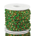 Golden stainless steel cross chain with green enamel beads on white spool for DIY jewelry - Gold-Light Green