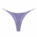 Tanga pour femme en maille côtelée violet clair avec fines lanières de confort - S / Bleu Poussiéreux