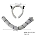 Dettaglio del set fascia e coda di animale in peluche con dimensioni e pesi inclusi - Set Orecchie e Coda di Lemure