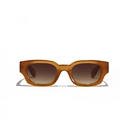 Retro rectangle sunglasses with amber brown frame and gradient brown lenses for a chic look - Retro Apricot