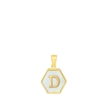 18k vergulde roestvrijstalen ketting met zeshoekige hanger, wit parelmoer en letter D - Alleen hanger / Letter D