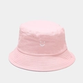 Minimalist light pink cotton bucket hat with white smile embroidery for a trendy look - M (56-58cm) / Pink/Purple Reversible