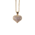 Gold-plated heart pendant necklace featuring vibrant purple zircon stones on a fine chain - Gold with Purple