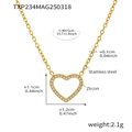 Dettaglio pendente cuore oro con zircone su catena in acciaio inox 40+5cm - 40+5cm / Collana Cuore Zirconia Oro (TXP234)